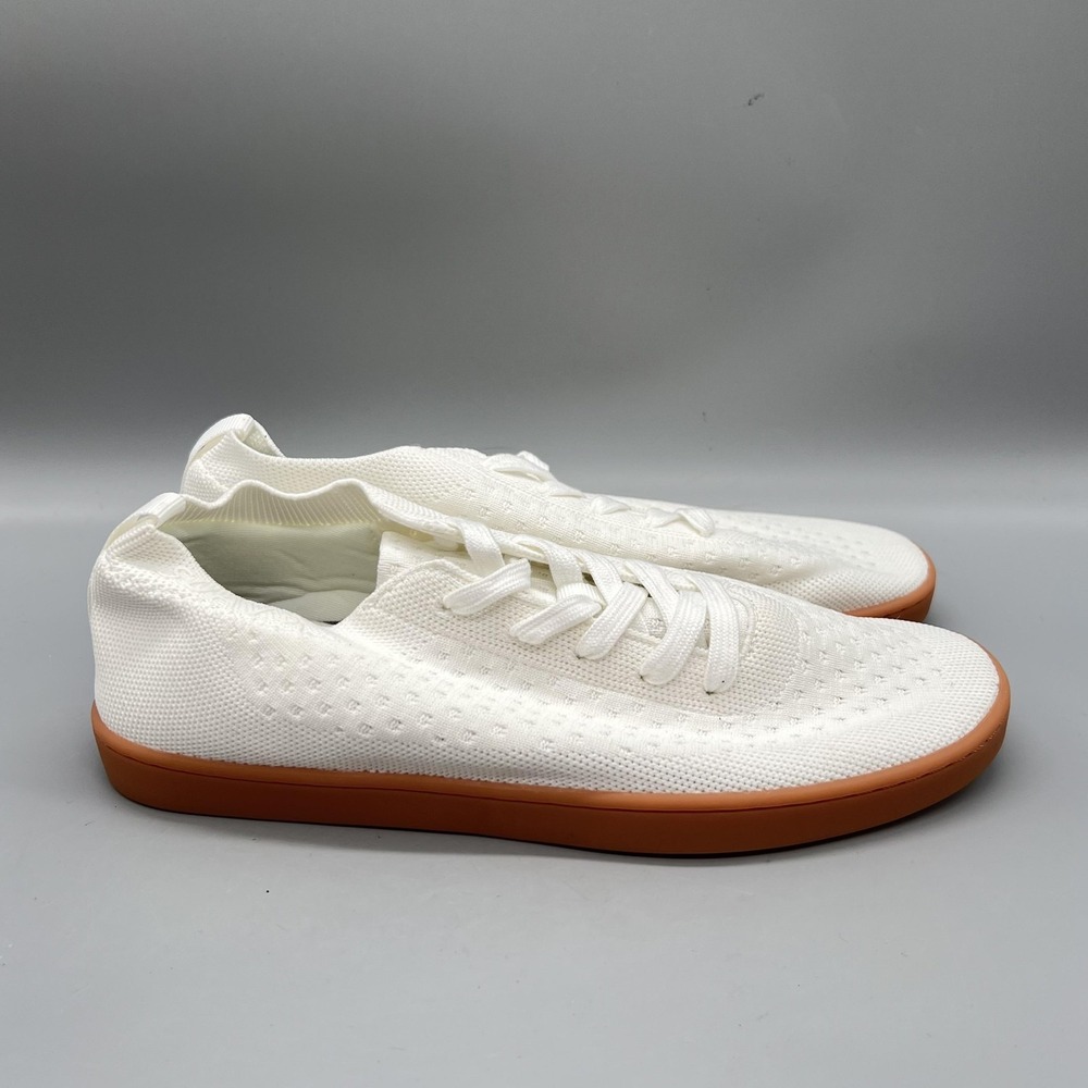 SUAVS Zilker Sneakers Mens 9 White Knit Low Top Gum Sole Casual Comfort Travel